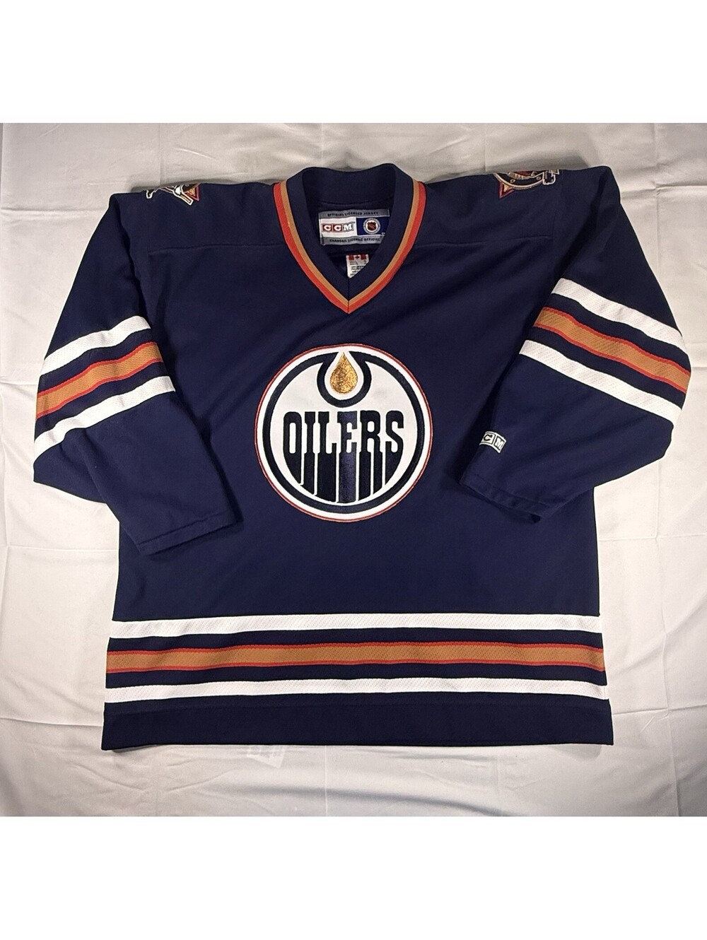 Edmonton Oilers Vintage CCM Jersey Clean 90s Mens XL NHL Navy Blue